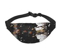 Marsupio con immagine musicale, per uomo e donna, alla moda, borsa a tracolla con tracolla regolabile, impermeabile, per viaggi, escursionismo, sport, nero, taglia unica, Nero , Taglia unica