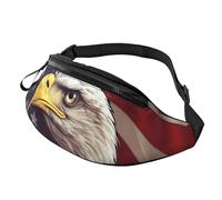 Marsupio con incisione botanica con erbe floreali, per donne e uomini, alla moda, regolabile, per allenamento, corsa, viaggi, stile casual, Bandiera Usa e Aquila, Taglia unica