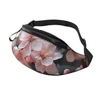 Marsupio con incisione botanica con erbe floreali, per donne e uomini, alla moda, regolabile, per allenamento, corsa, viaggi, stile casual, Fiori rosa e bianchi, Taglia unica