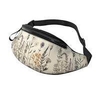 Marsupio con incisione botanica con erbe floreali, per donne e uomini, alla moda, regolabile, per allenamento, corsa, viaggi, stile casual, Incisione botanica con erbe floreali, Taglia unica