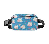 Marsupio con ippopotamo blu in stile cartone animato, elegante, per donne, uomini, adolescenti, multiuso, con tracolla regolabile, per viaggi, shopping, corsa