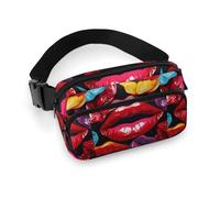 Marsupio con labbra colorate, per donne e uomini, regolabile, per viaggi, sport, escursionismo, Stile:, 20x13cm