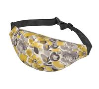 Marsupio con labbra per donne e uomini, impermeabile, con cintura regolabile, casual, borsa a tracolla da viaggio, per sport, corsa, ciclismo, Fiore Giallo Grigio, One Size