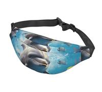 Marsupio con labbra per donne e uomini, impermeabile, con cintura regolabile, casual, borsa a tracolla da viaggio, per sport, corsa, ciclismo, Delfino carino., Taglia unica