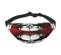 Marsupio con labbra rosse con diamante per uomo e donna, alla moda, borsa a tracolla ovunque, con cinturino regolabile, impermeabile, per viaggi, escursionismo, sport, nero, uno, Nero , Taglia unica