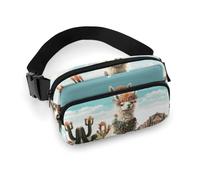 Marsupio con lama messicana verde, per donne e uomini, borsa casual regolabile per viaggi, sport, escursionismo, bianco, 20 x 13 cm, Bianco, 7.9x5.1inches