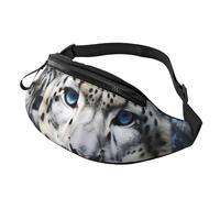 Marsupio con leopardo delle nevi dagli occhi azzurri per uomo donna borsa a tracolla marsupio sportivo impermeabile marsupio da esterno