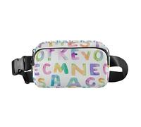 Marsupio con lettere dell'alfabeto, acquerello, per donne e uomini, con tracolla regolabile, per viaggi, allenamento, escursionismo, Multicolore, Taglia unica