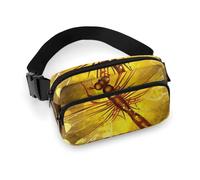 Marsupio con libellula gialla astratta per donne e uomini, borsa casual regolabile per viaggi, sport, escursionismo, bianco, 20 x 13 cm, Bianco, 7.9x5.1inches