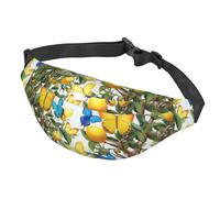 Marsupio con limoni e farfalle sull'albero Marsupio per donne e uomini, impermeabile, con cintura regolabile, borsa a tracolla casual, borsa da viaggio per sport, corsa, ciclismo, Limoni e farfalle