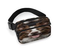 Marsupio con linguetta che sporge il cane con cinghia regolabile Marsupio alla moda per sport all'aria aperta escursionismo, bianco, 20 x 13 cm, marsupio stampato completo