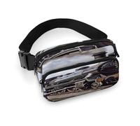 Marsupio con locomotiva a vapore, con cinghia regolabile, alla moda, per sport all'aria aperta, escursionismo, bianco, 20 x 13 cm, marsupio stampato