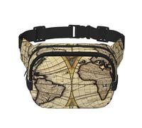 Marsupio con mappa antica del mondo, regolabile, grande, da viaggio, unisex