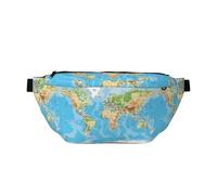 Marsupio con mappa del mondo, borsa a tracolla regolabile per uomini e donne, corsa, escursionismo, arrampicata, palestra, cyclette, ecc., Nero , Taglia unica