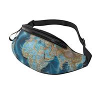 Marsupio con mappa del mondo, unisex, impermeabile, sportivo, alla moda, con tracolla regolabile, grande borsa a tracolla per viaggi ed escursioni