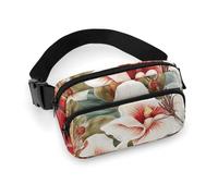 Marsupio con molti motivi floreali per donne e uomini, marsupio impermeabile con cintura regolabile, borsa a tracolla casual, borsa da viaggio per sport, corsa, ciclismo, bianco, 20 x 13 cm, marsupio,