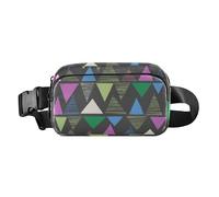 Marsupio con motivi geometrici a triangolo, nero, alla moda, per donne e uomini, grande capacità, con cinghia regolabile, per viaggi, palestra, lavoro, Geometrico Triangolo Modelli nero, 1 size
