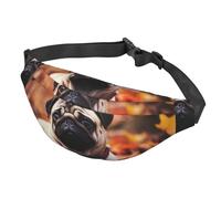 Marsupio con motivo a colori irregolari per donne e uomini, borsa da cintura impermeabile con cintura regolabile, borsa a tracolla casual, borsa da viaggio per sport, corsa, ciclismo, Cane Pug