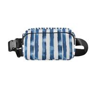 Marsupio con motivo a funghi safari, unisex, alla moda, per viaggi, palestra, lavoro, Strisce blu navy e bianche, 1 Size