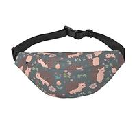 Marsupio con motivo a ricci e fiori, regolabile, stile casual, per escursioni, Nero , Taglia unica, Cintura per soldi