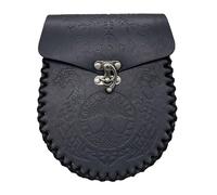 Marsupio Con Motivo Albero Della Vita Vichingo Nordico In Rilievo Per Uomo E Donna - Marsupio In Pelle Rinascimentale - Marsupio Medievale Per Feste Cosplay Accessori Per Costumi Cavaliere(Black)
