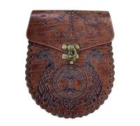 Marsupio Con Motivo Albero Della Vita Vichingo Nordico In Rilievo Per Uomo E Donna - Marsupio In Pelle Rinascimentale - Marsupio Medievale Per Feste Cosplay Accessori Per Costumi Cavaliere(Brown)