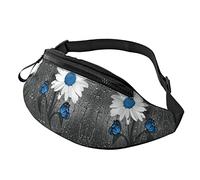 Marsupio con motivo bacon, per uomo e donna, alla moda, regolabile, per viaggi, sport, passeggiate, Margherita Bianca Blu, Taglia unica