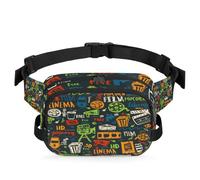 Marsupio con motivo cinema, per donne, uomini, ragazze, ragazzi, bambini, design cinema, per corsa, sport, escursionismo, borsellino da cintura, Colore, XL, Organizer per borse