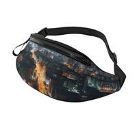 Marsupio con motivo Corgi per uomo e donna, borsa a tracolla regolabile, adatto per viaggi, escursionismo, escursionismo, corsa, Vista notturna della città, Taglia unica