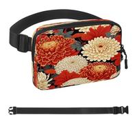 Marsupio con motivo crisantemo per donne e uomini, borsa a tracolla con tasche con cerniera, marsupio impermeabile con cinturino regolabile per allenamento, corsa, viaggi, escursionismo, multicolore,