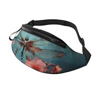 Marsupio con motivo elefante, unisex, regolabile, adatto per viaggi, escursionismo, escursionismo, corsa, Libellula sul fiore, Taglia unica