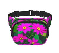 Marsupio con motivo floreale con foglie viola e rosse con 1 stampa, per donne e uomini, con cinghia regolabile, per viaggi, escursionismo, ciclismo