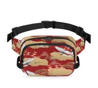 Marsupio con motivo kimono giapponese, multifunzione, per viaggi, sport, corsa, marsupio con gru giapponesi, marsupio da donna, uomo, ragazza e ragazzo, Colore, XL, Organizer per borse