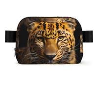 Marsupio con motivo leopardato dagli occhi profondi, alla moda, unisex, impermeabile, per viaggi e corsa