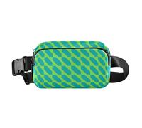 Marsupio con motivo luminoso e forme regolari, verde e blu, alla moda, per donne, uomini, adolescenti, borsa sportiva a tracolla impermeabile con cinturino regolabile per allenamento, corsa