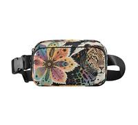 Marsupio con motivo mandala e fiori leopardati colorati alla moda, per donne, uomini, adolescenti, impermeabile, borsa a tracolla per passaporto, con tracolla regolabile, per viaggi, shopping, corsa