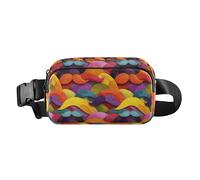 Marsupio con motivo retrò con baffi e scritta in lingua inglese "Art Decor", ideale per la festa del papà, unisex, per ciclismo, escursionismo, palestra, Art Decor Baffi Pattern Retro Felice Festa del