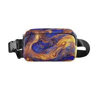 Marsupio con motivo "Surrealism A Vast River of Blue and Gold Stars", grazioso marsupio per uomo e donna, con tracolla regolabile, per viaggi, vacanze, corsa, Surrealismo un vasto fiume di stelle blu