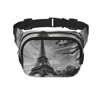 Marsupio con motivo Torre Eiffel, unisex, alla moda, per allenamento, corsa, viaggi, escursionismo, Nero, One Size