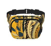 Marsupio con motivo tradizionale su sfondo giallo, regolabile, grande, da viaggio, unisex