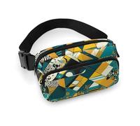 Marsupio con motivo verde e giallo, per donne e uomini, impermeabile, con cintura regolabile, borsa a tracolla casual, da viaggio, per sport, corsa, ciclismo, bianco, 20 x 13 cm, marsupio, Bianco,