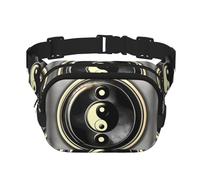 Marsupio con motivo Yin Yang, per donne e uomini, alla moda, per allenamento, corsa, viaggi, escursionismo, Nero , Taglia unica