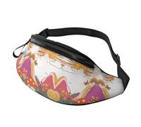 Marsupio con nuvole sole e arcobaleno con fiori retrò borsa a tracolla arancione boho estetica a mani libere borsa atleti 14 x 35 cm, A4, Taglia unica