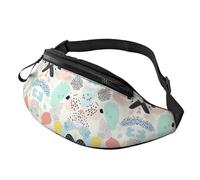 Marsupio con nuvole sole e arcobaleno con fiori retrò borsa a tracolla arancione boho estetica a mani libere borsa atleti 14 x 35 cm, A19, Taglia unica