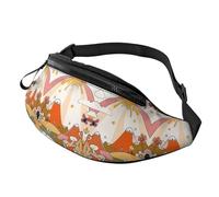 Marsupio con nuvole sole e arcobaleno con fiori retrò borsa a tracolla arancione boho estetica a mani libere borsa atleti 14 x 35 cm, A3, Taglia unica