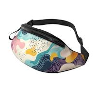Marsupio con nuvole sole e arcobaleno con fiori retrò borsa a tracolla arancione boho estetica a mani libere borsa atleti 14 x 35 cm, A18, Taglia unica