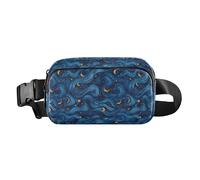 Marsupio con onde blu e stelle gialle di notte, alla moda, per uomo e donna, multiuso, con tracolla regolabile, per viaggi, corsa, escursionismo, Onde blu e stelle gialle di notte, 1 size