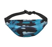 Marsupio con orca assassina, da uomo e da donna, alla moda, borsa a tracolla con tracolla regolabile, impermeabile, per viaggi, escursionismo, sport, nero, taglia unica, Nero , Taglia unica