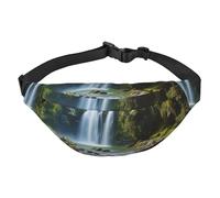 Marsupio con paesaggio a cascata, per uomo e donna, alla moda, borsa a tracolla con tracolla regolabile, impermeabile, per viaggi, escursionismo, sport, colore nero, Nero , Taglia unica