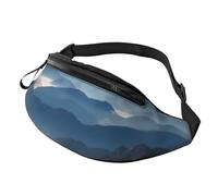 Marsupio con paesaggio con montagne e nuvole per uomo e donna, impermeabile, sportivo, alla moda, borsa a tracolla con cinghia regolabile, grande borsa a tracolla per viaggi ed escursioni